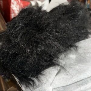 Black Faux Fur Hair Scrunchie - Women Hair Accessory